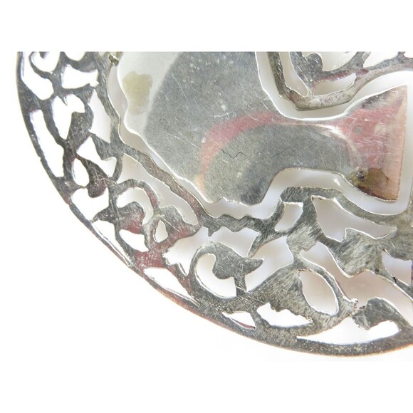 Egyptian Revival Silver Nefertiti Pendant Sarcophagus Necklace Large 3.5" Repair - Picture 9 of 16